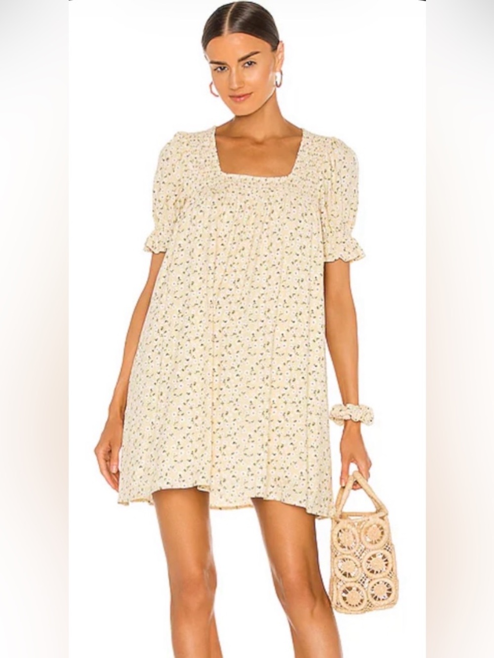 Majorelle Giovanna Babydoll Mini Dress in Savannah Tan Floral